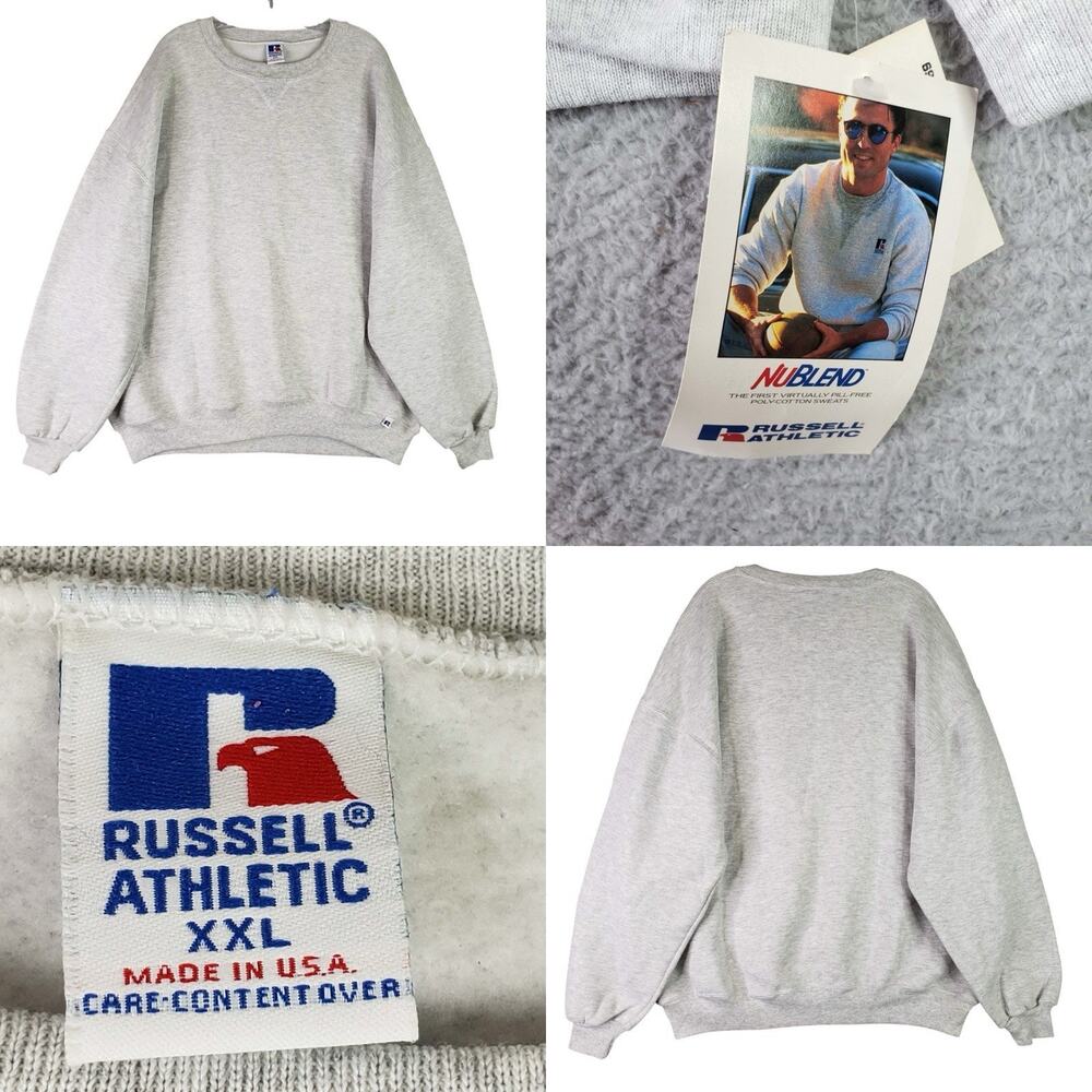 VTG 90’s Russell Athletic Sweatshirt Crewneck Men’s XXL Gray USA Blank NOS New